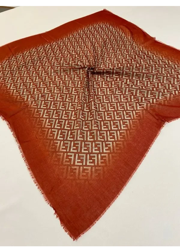 F Desen Flamlı Keten Eşarp ck18