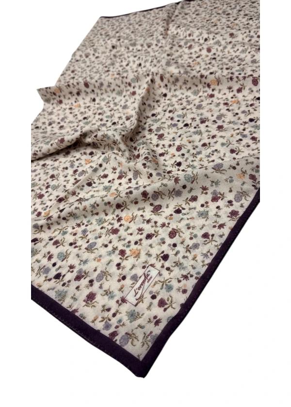 Lorenda Organik Soft Eşarp Çiçek Desen Lila