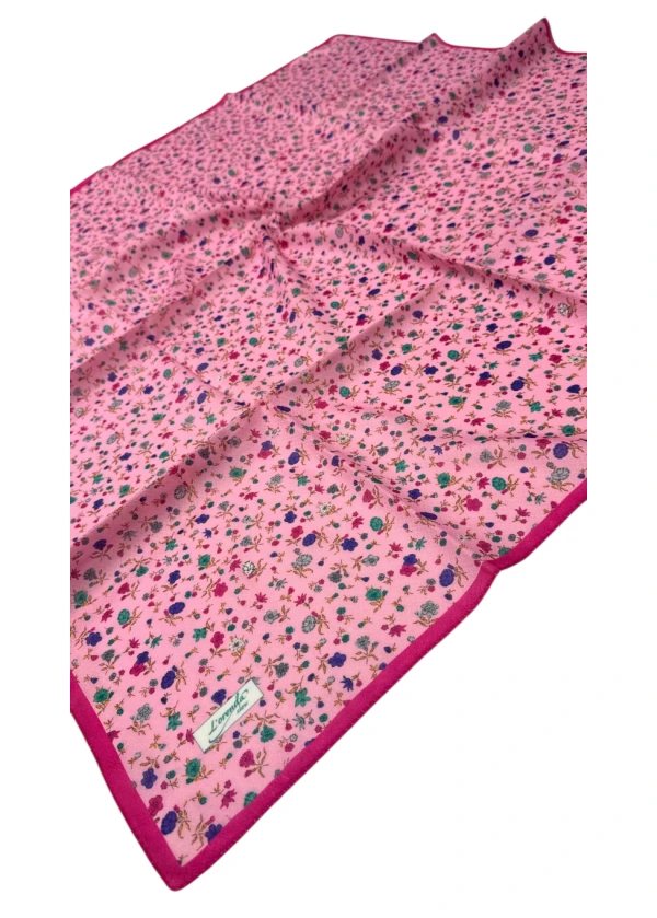 Lorenda Organik Soft Eşarp Çiçek Desen Fuşya