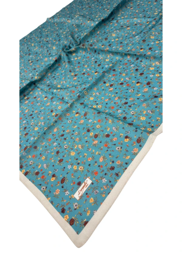 Lorenda Organik Soft Eşarp Çiçek Desen Petrol