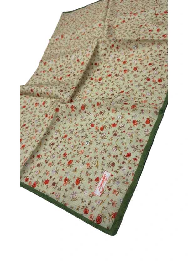 Lorenda Organik Soft Eşarp Çiçek Desen Yeşil