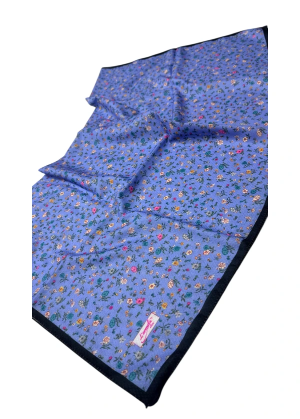 Lorenda Organik Soft Eşarp Çiçek Desen Mavi