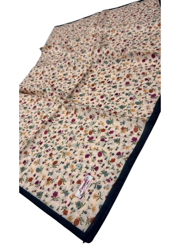 Lorenda Organik Soft Eşarp Çiçek Desen Krem