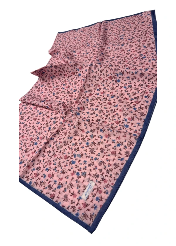 Lorenda Organik Soft Eşarp Çiçek Desen Koyu Pudra