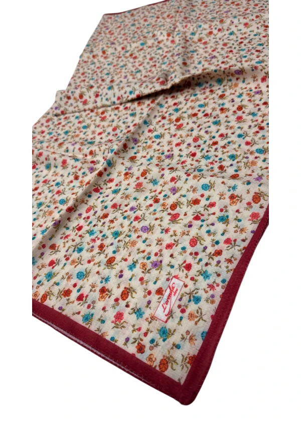 Lorenda Organik Soft Eşarp Çiçek Desen  Nar Çiçeği