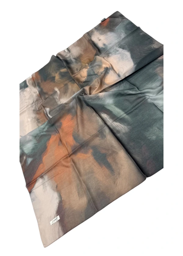 Lorenda Organik Soft Eşarp Batik Desen Kahverengi