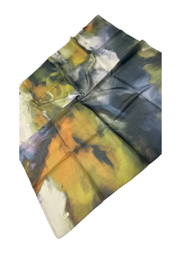 Lorenda Organik Soft Eşarp Batik Desen Hardal