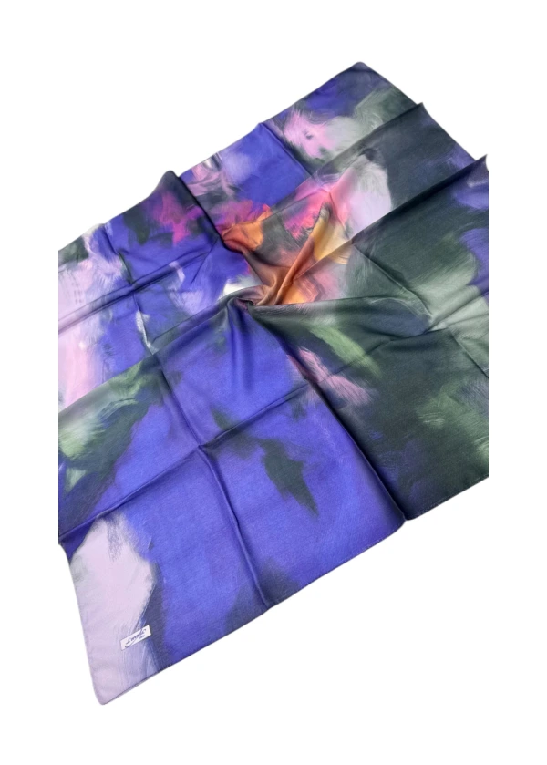 Lorenda Organik Soft Eşarp Batik Desen Sax