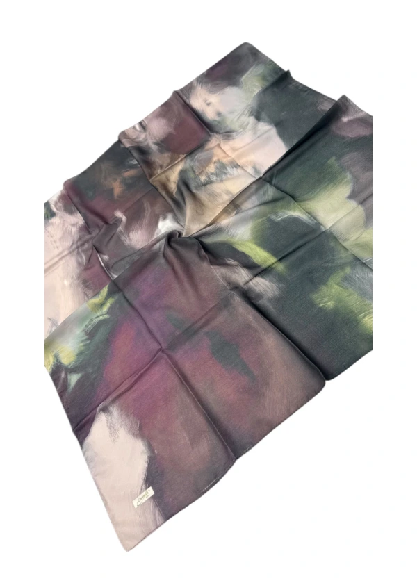 Lorenda Organik Soft Eşarp Batik Desen Mürdüm