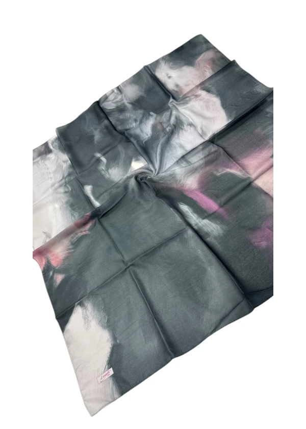 Lorenda Organik Soft Eşarp Batik Desen Gri