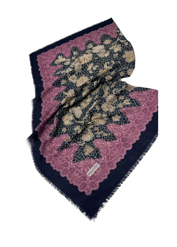 Poloist Desenli Flamlı Keten Eşarp fl1