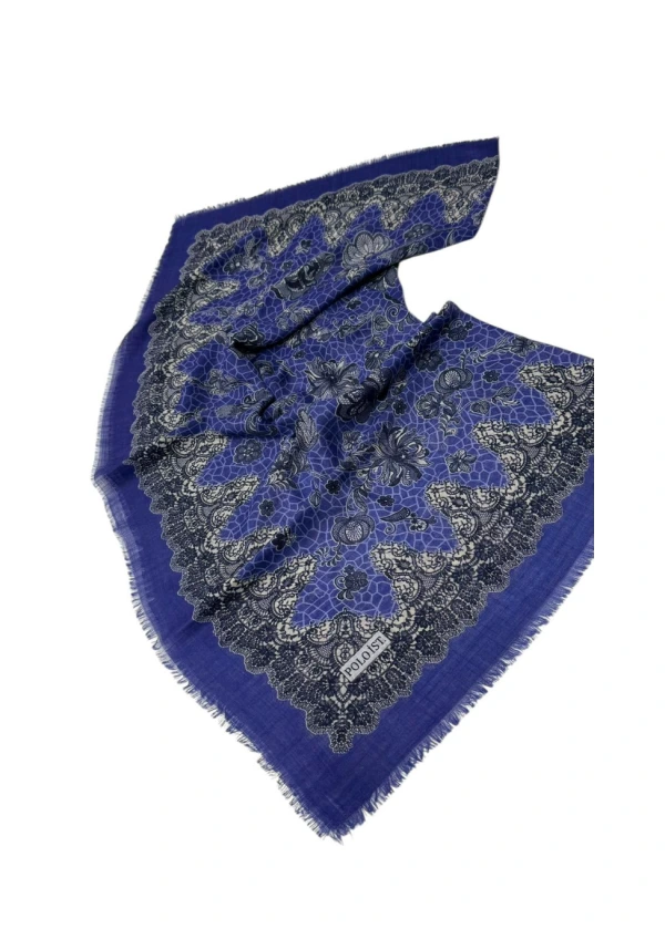 Poloist Desenli Flamlı Keten Eşarp fl2