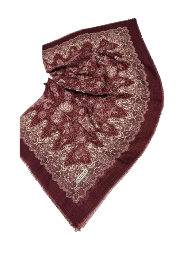 Poloist Desenli Flamlı Keten Eşarp fl3