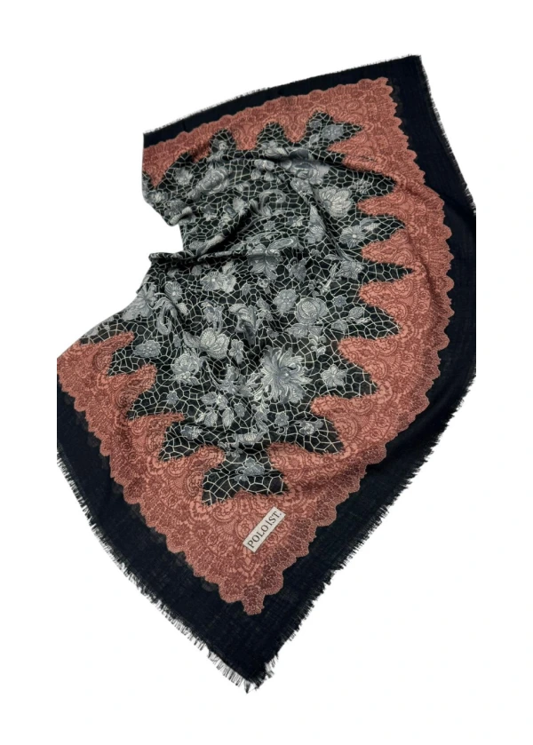 Poloist Desenli Flamlı Keten Eşarp fl4