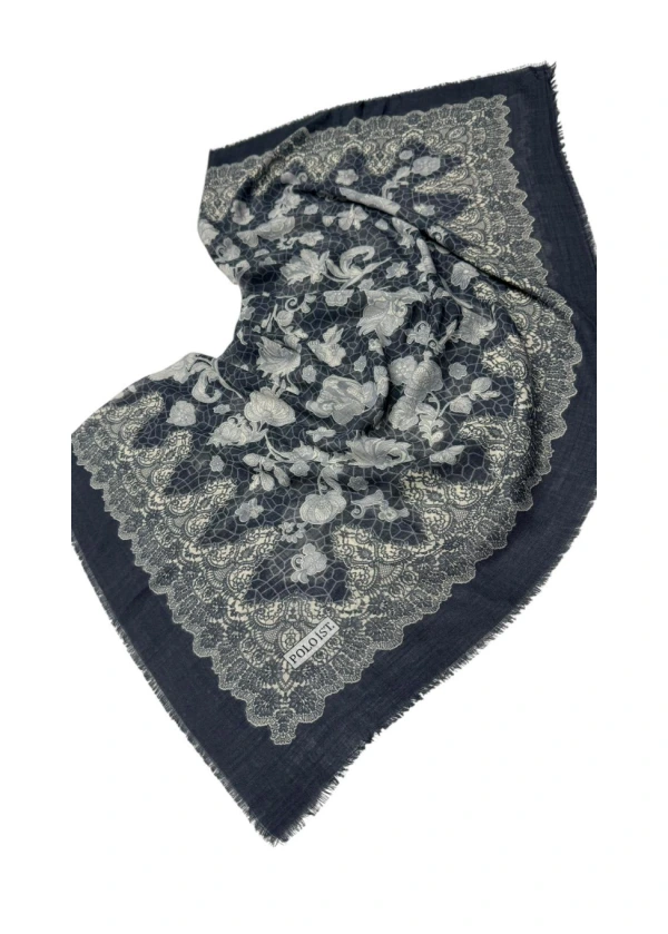 Poloist Desenli Flamlı Keten Eşarp fl6