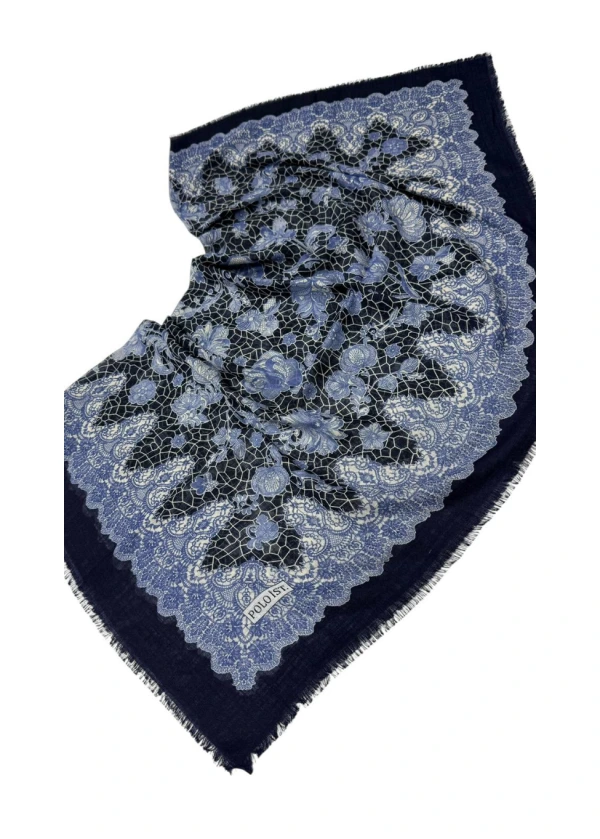 Poloist Desenli Flamlı Keten Eşarp fl8