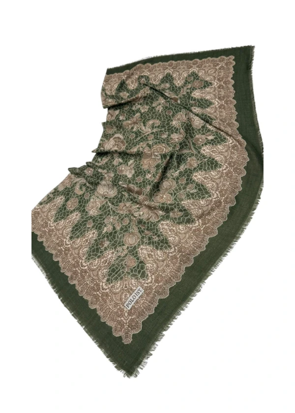 Poloist Desenli Flamlı Keten Eşarp fl9