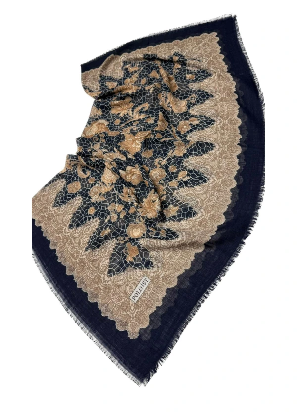 Poloist Desenli Flamlı Keten Eşarp fl10