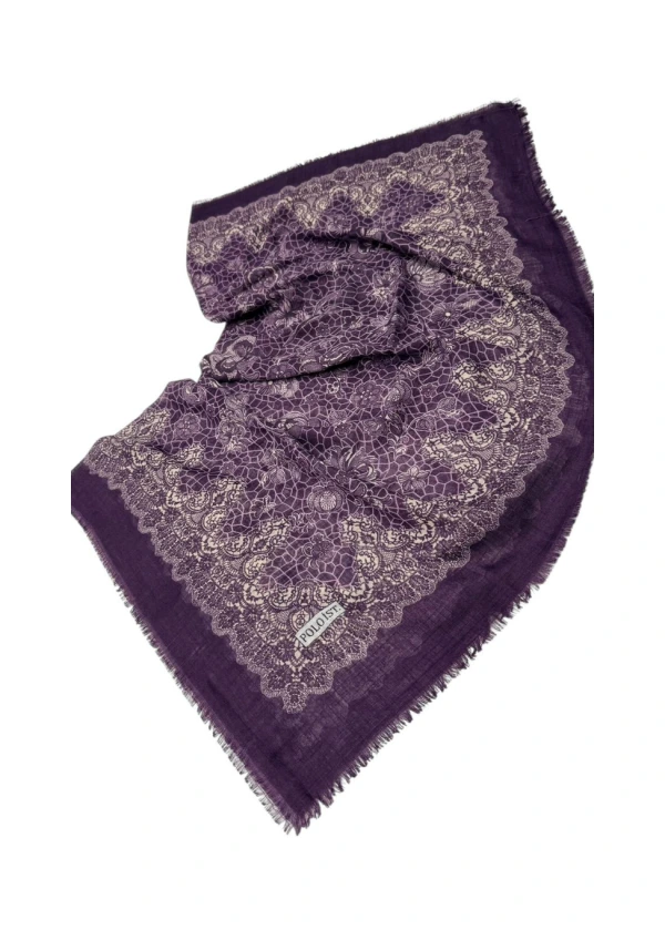 Poloist Desenli Flamlı Keten Eşarp fl11