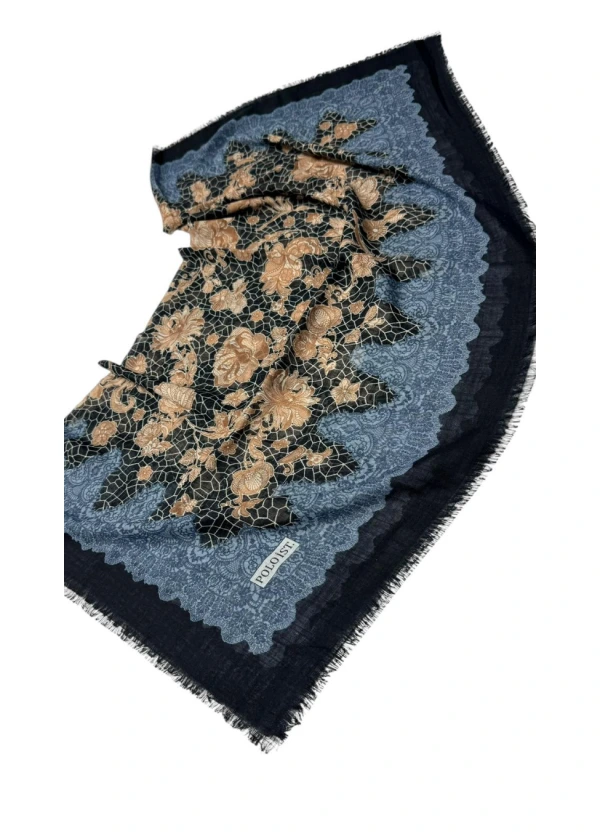 Poloist Desenli Flamlı Keten Eşarp fl12