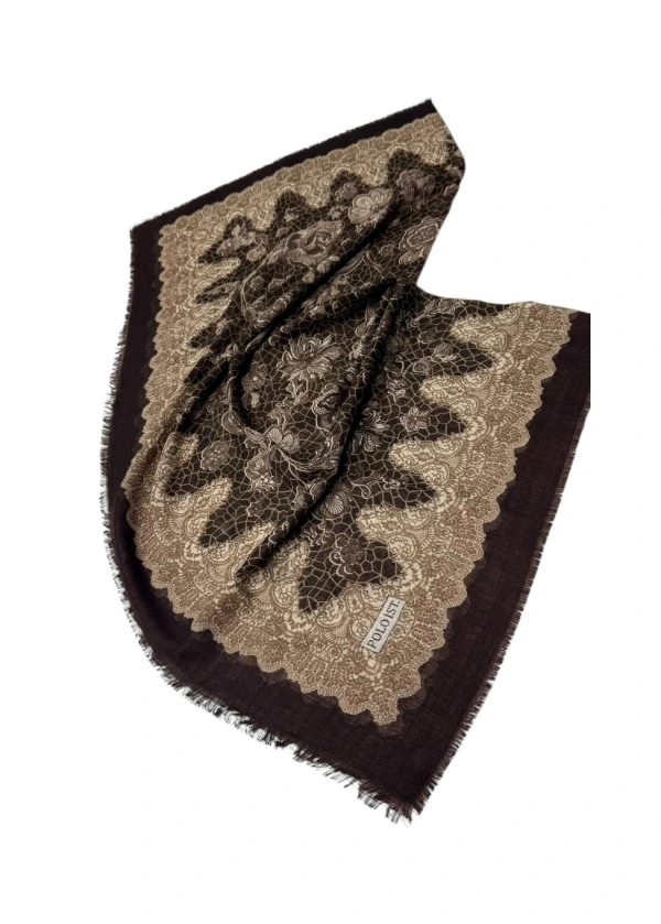 Poloist Desenli Flamlı Keten Eşarp fl13