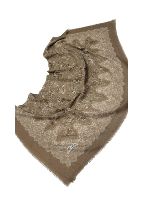 Poloist Desenli Flamlı Keten Eşarp fl14