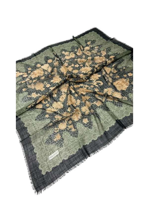 Poloist Desenli Flamlı Keten Eşarp fl15