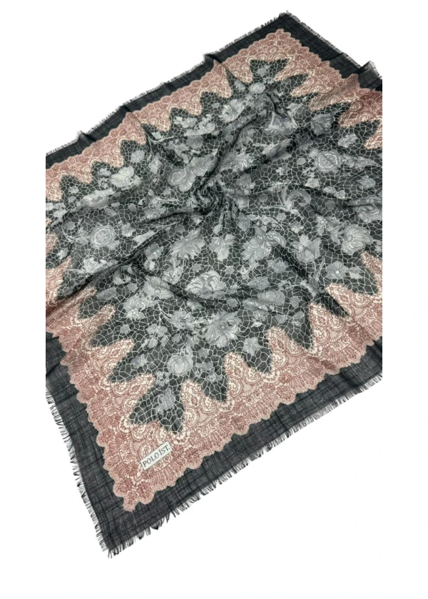 Poloist Desenli Flamlı Keten Eşarp fl16