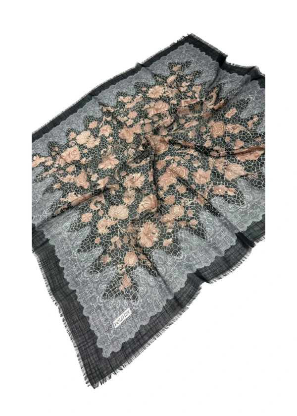 Poloist Desenli Flamlı Keten Eşarp fl17