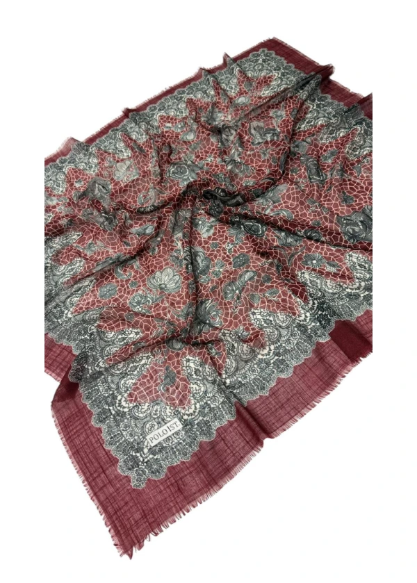 Poloist Desenli Flamlı Keten Eşarp fl18