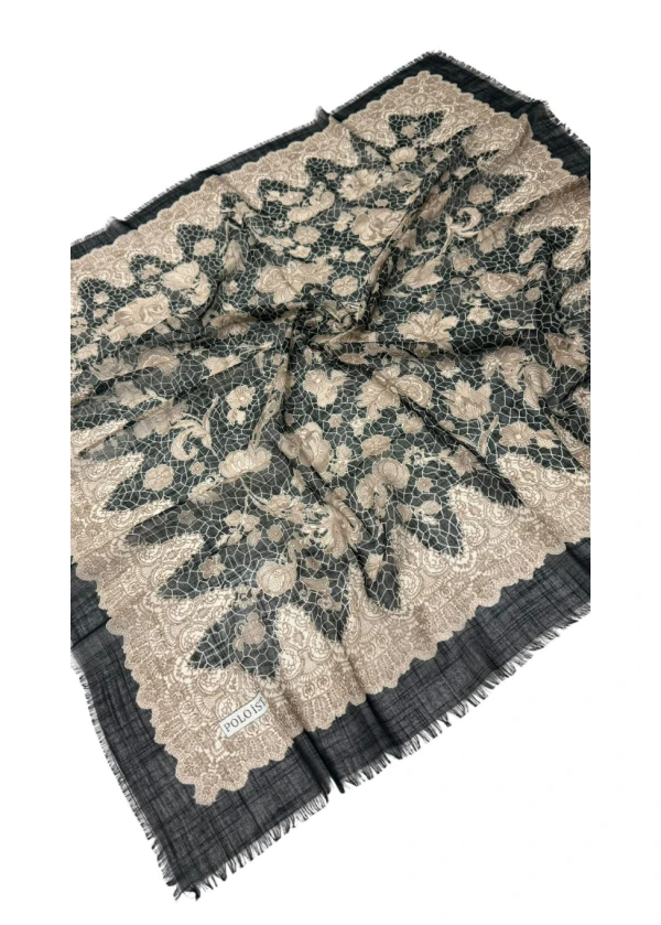 Poloist Desenli Flamlı Keten Eşarp fl19