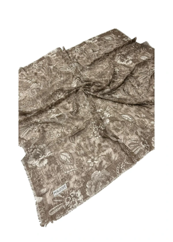 Poloist Desenli Flamlı Keten Eşarp fla4