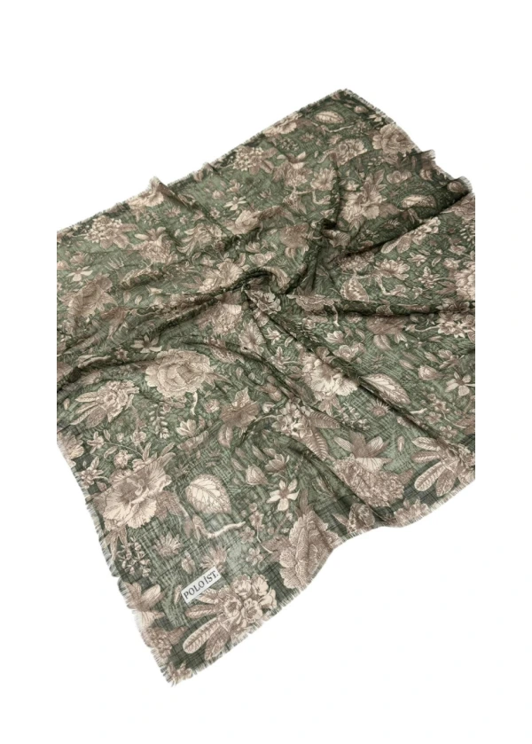 Poloist Desenli Flamlı Keten Eşarp fla7