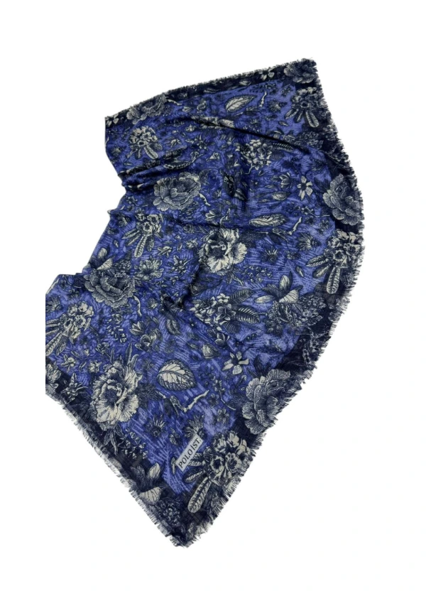 Poloist Desenli Flamlı Keten Eşarp fla12