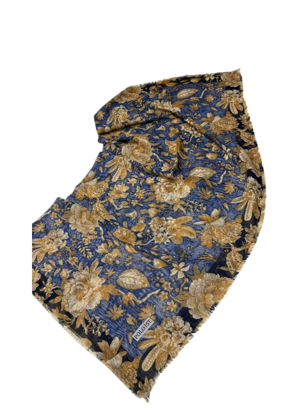 Poloist Desenli Flamlı Keten Eşarp fla16