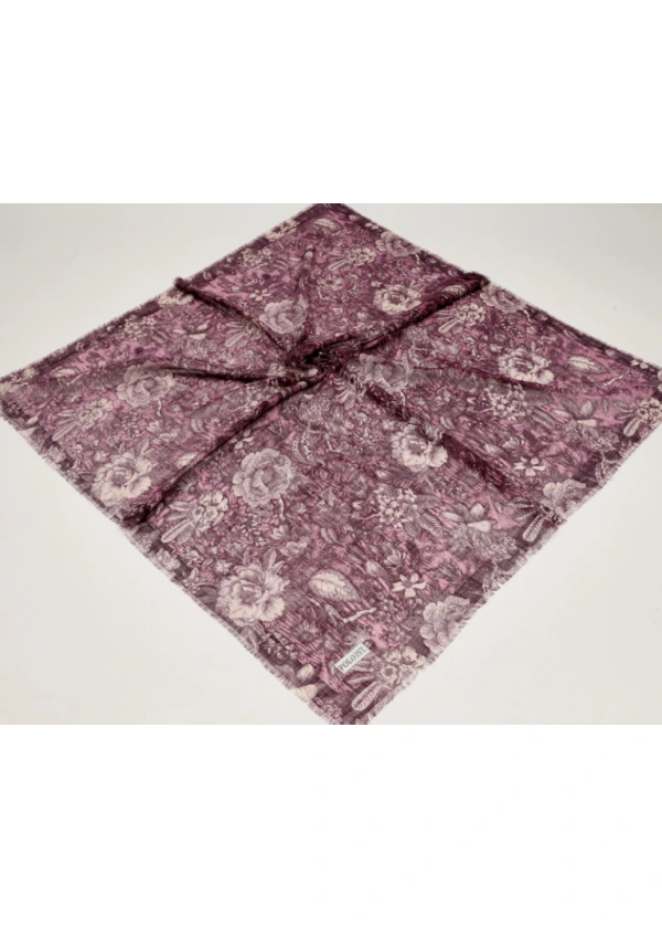 Poloist Desenli Flamlı Keten Eşarp fla19