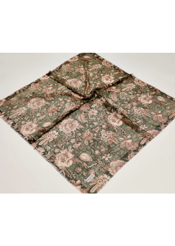 Poloist Desenli Flamlı Keten Eşarp fla20