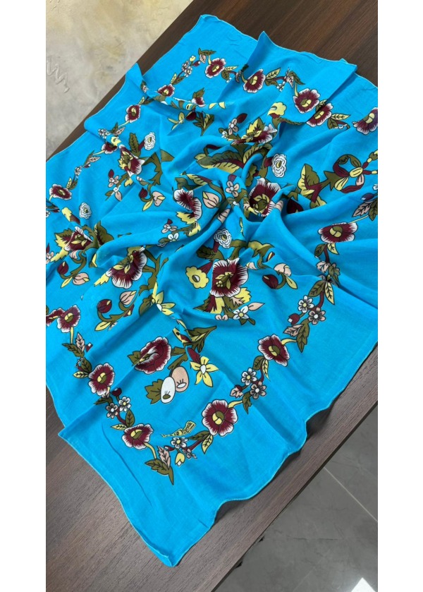 Lorenda Otantik %100 Organik Cotton Yazma Eşarp Turkuaz