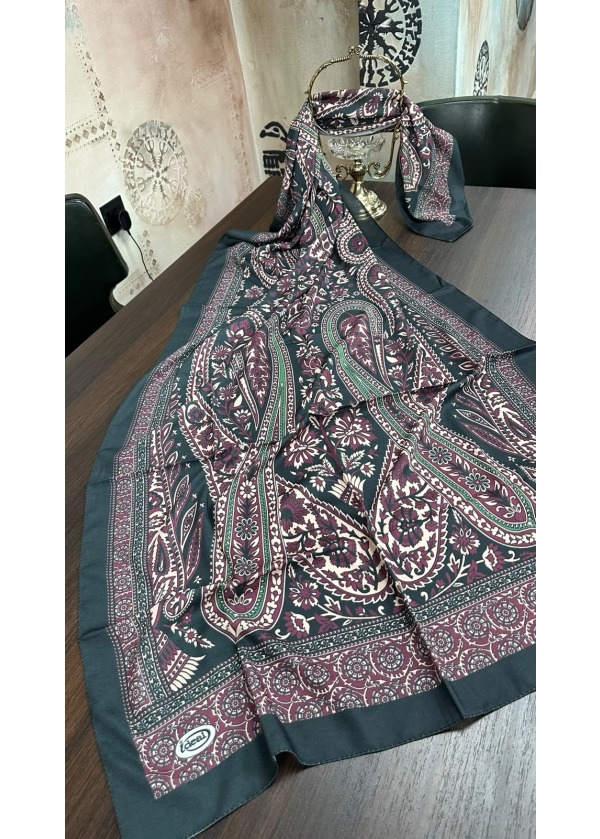 Etnik Desen Pamuk Soft Şal LRD-2 Mürdüm