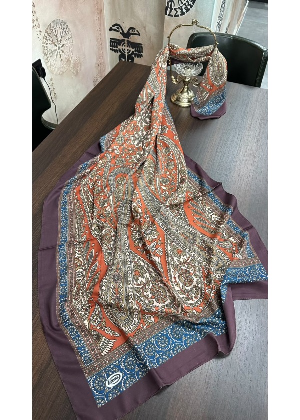 Etnik Desen Pamuk Soft Şal LRD-2 Kiremit