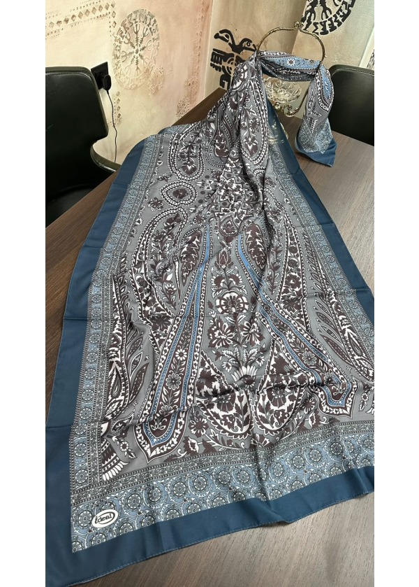 Etnik Desen Pamuk Soft Şal LRD-2 Antrasit