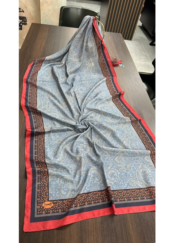 Etnik Desen Pamuk Soft Şal LRD Buz Mavi