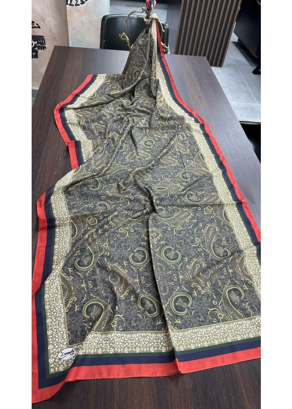 Etnik Desen Pamuk Soft Şal LRD Koyu Yeşil