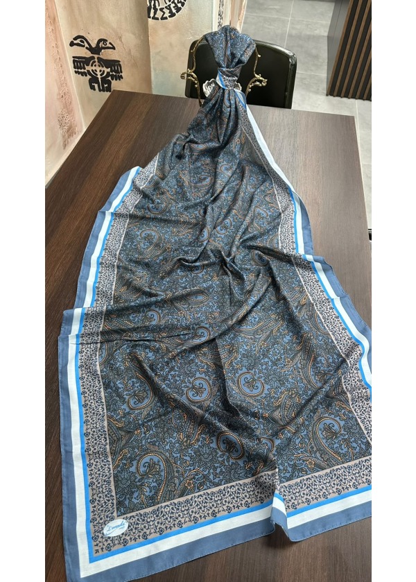 Etnik Desen Pamuk Soft Şal LRD Mavi
