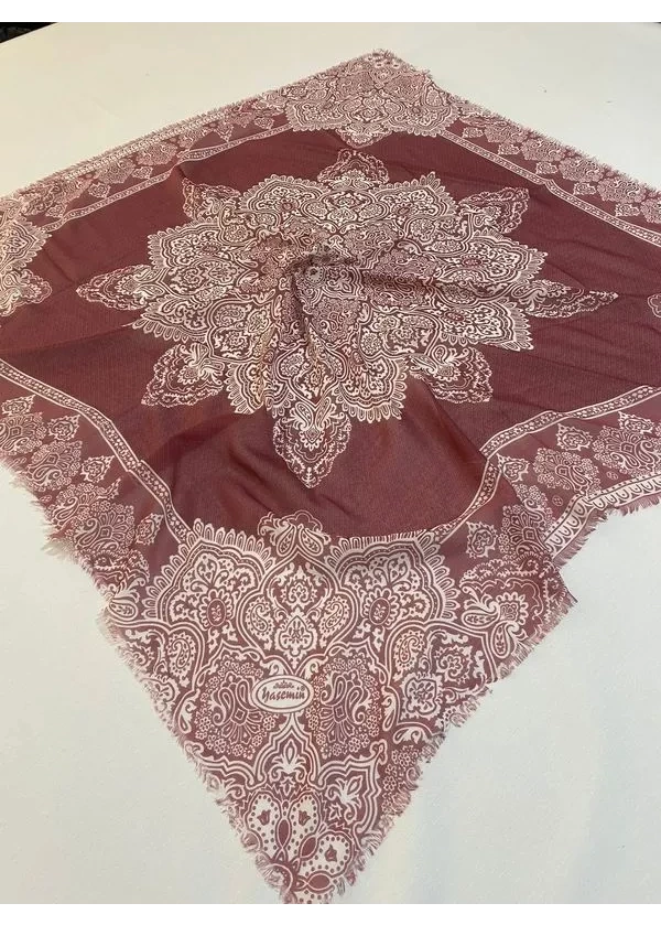 Yasemin Flamlı Keten Pamuk Eşarp de1