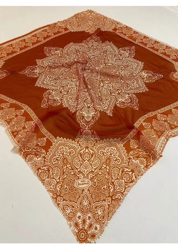 Yasemin Flamlı Keten Pamuk Eşarp de5