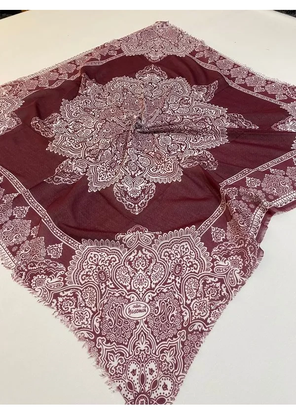 Yasemin Flamlı Keten Pamuk Eşarp de7