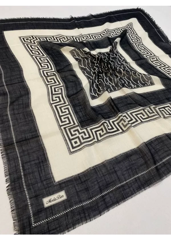 Moda Ben Flamlı Keten Eşarp co12