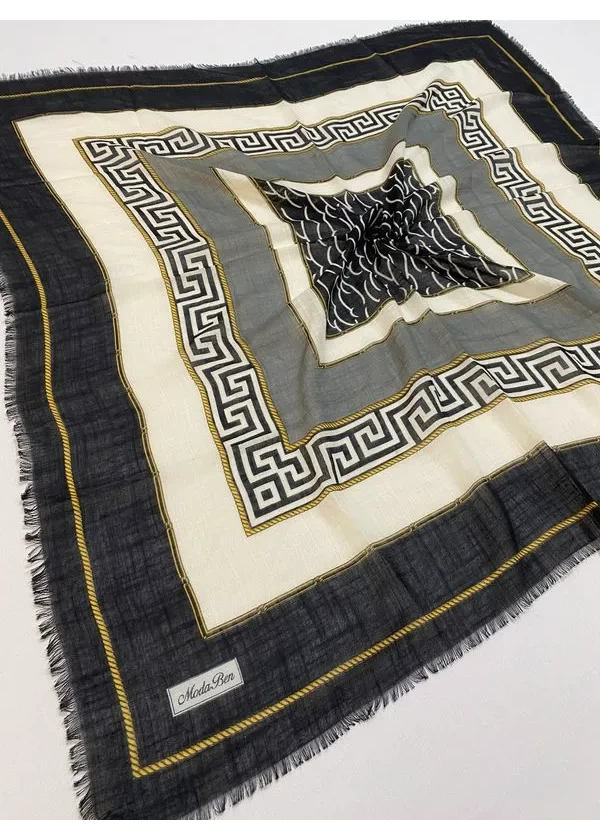 Moda Ben Flamlı Keten Eşarp  co5