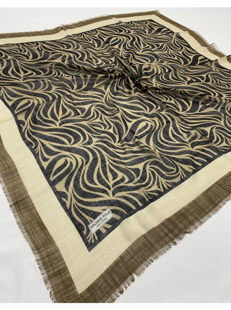 Madame Polo Flamlı Keten Eşarp l4